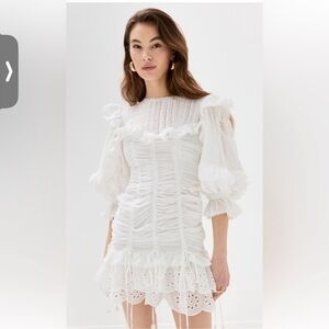 NWT FARM Rio White Ruffled Mini Dress